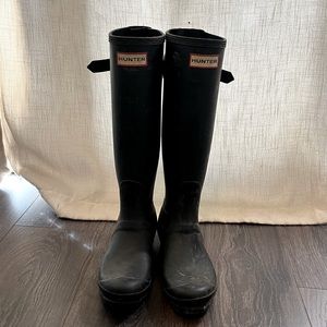 Tall black Hunter rain boots